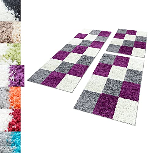 Carpettex Bettumrandung Schlafzimmer 3teilig Shaggy Teppich Hochflor Karo Muster Lila Bettset:2 mal 80x150 + 1 mal 80x250 - Bettvorleger Schlafzimmer Läuferset Flauschig Langflor Bettumrandung Teppich Carpettex Bettumrandung Schlafzimmer 3teilig Shaggy Teppich Hochflor Karo Muster Lila Bettset:2 mal 80x150 + 1 mal 80x250 - Bettvorleger Schlafzimmer Läuferset Flauschig Langflor Bettumrandung Teppich von Carpettex Teppich