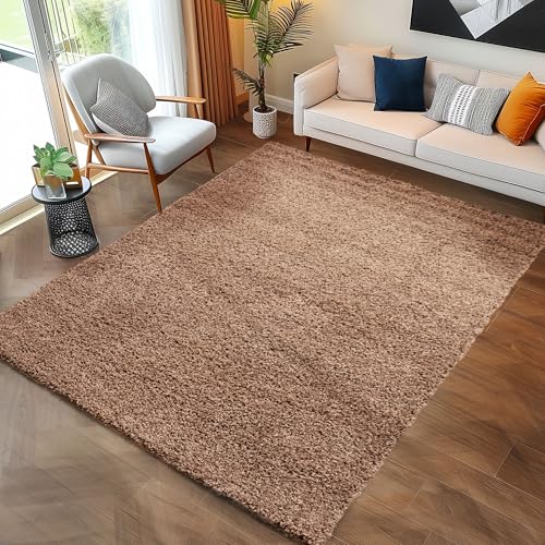 Carpettex Hochflor Teppich Wohnzimmer Shaggy Flokati Teppich Modern Einfarbig 100 x 200 cm Flur Teppich Läufer Mokka - Teppich Bettvorleger Schlafzimmer Weich Flauschig Waschbar Küchenläufer von Carpettex Teppich