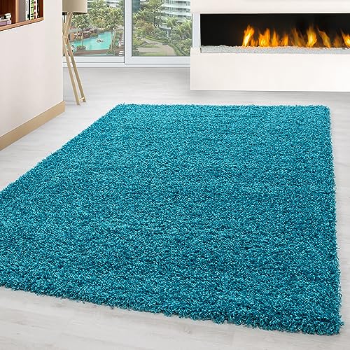 Carpettex Hochflor Teppich Wohnzimmer Shaggy Flokati Teppich Modern Einfarbig 100 x 200 cm Flur Teppich Läufer Türkis - Teppich Bettvorleger Schlafzimmer Weich Flauschig Waschbar Küchenläufer von Carpettex Teppich