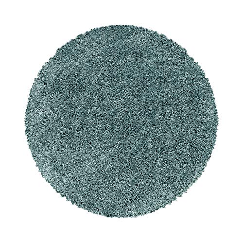 Carpettex Hochflor Teppich Wohnzimmer Shaggy Flokati Teppich Modern Einfarbig 120 cm Rund Flur Teppich Läufer Aqua Blau - Teppich Bettvorleger Schlafzimmer Weich Flauschig Waschbar Küchenläufer von Carpettex Teppich