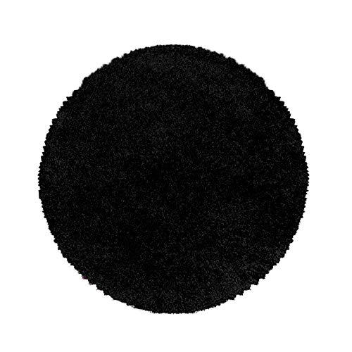 Carpettex Hochflor Teppich 120 cm Rund Schwarz - Flauschiger Extra Weich und Pflegeleicht - Shaggy Modern Einfarbig Design für Wohnzimmer, Schlafzimmer, Esszimmer und Küche Carpettex Hochflor Teppich 120 cm Rund Schwarz - Flauschiger Extra Weich und Pflegeleicht - Shaggy Modern Einfarbig Design für Wohnzimmer, Schlafzimmer, Esszimmer und Küche von Carpettex Teppich