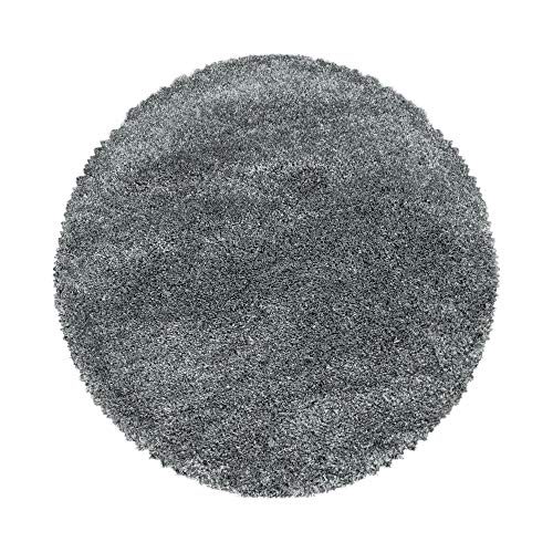 Carpettex Hochflor Teppich - Wohnzimmer Shaggy Flokati Modern Einfarbig 120 cm Rund Hellgrau - Schlafzimmer Weich Flauschig Waschbar - Küche Esszimmer Langflor von Carpettex Teppich