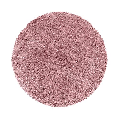 Carpettex Hochflor Teppich Wohnzimmer Shaggy Flokati Teppich Modern Einfarbig 120 cm Rund Rosa - Teppich Schlafzimmer Weich Flauschig Waschbar Teppich Küche Esszimmer - Langflor Teppiche von Carpettex Teppich