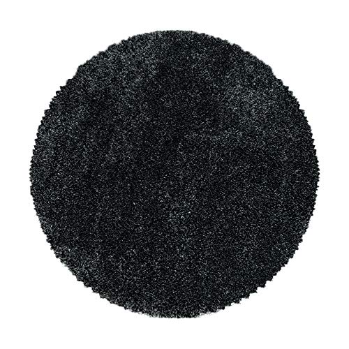Carpettex Hochflor Teppich Wohnzimmer Shaggy Flokati Modern Einfarbig 160 cm Rund Anthrazit - Schlafzimmer Weich Flauschig Waschbar Küche Esszimmer - Langflor Carpettex Hochflor Teppich Wohnzimmer Shaggy Flokati Modern Einfarbig 160 cm Rund Anthrazit - Schlafzimmer Weich Flauschig Waschbar Küche Esszimmer - Langflor von Carpettex Teppich