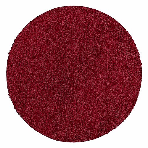 Carpettex Hochflor Teppich Wohnzimmer Shaggy Flokati Teppich Modern Einfarbig 160 cm Rund Flur Teppich Läufer Rot - Teppich Bettvorleger Schlafzimmer Weich Flauschig Waschbar Küchenläufer von Carpettex Teppich