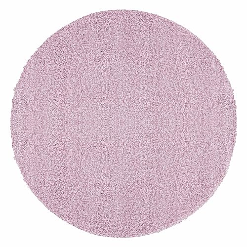 Carpettex Hochflor Teppich Wohnzimmer Shaggy Flokati Teppich Modern Einfarbig 160 cm Rund Flur Teppich Läufer Rosa-1 - Teppich Bettvorleger Schlafzimmer Weich Flauschig Waschbar Küchenläufer von Carpettex Teppich