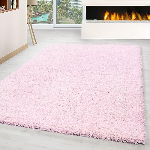 Carpettex Hochflor Teppich Wohnzimmer Shaggy Flokati Teppich Modern Einfarbig 200 x 290 cm Flur Teppich Läufer Rosa-1 - Teppich Bettvorleger Schlafzimmer Weich Flauschig Waschbar Küchenläufer von Carpettex Teppich