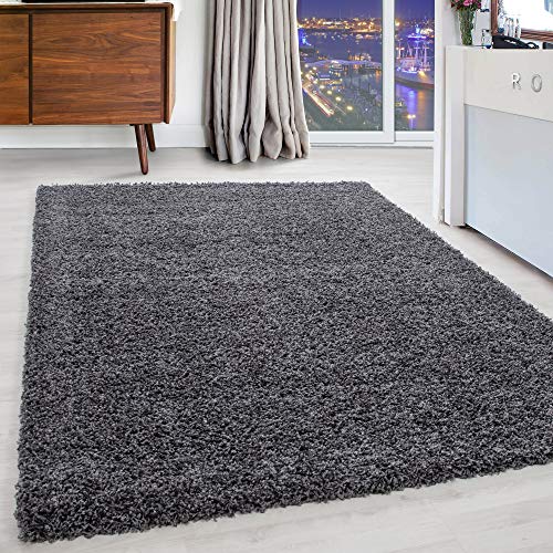 Carpettex Hochflor Teppich Wohnzimmer Shaggy Flokati Teppich Modern Einfarbig 200 x 290 cm Grau - Teppich Schlafzimmer Weich Flauschig Waschbar Teppich Küche Esszimmer - Langflor Teppiche von Carpettex Teppich