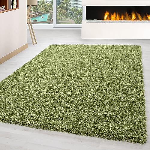 Carpettex Hochflor Teppich Wohnzimmer Shaggy Flokati Teppich Modern Einfarbig 240 x 340 cm Flur Teppich Läufer Grün - Teppich Bettvorleger Schlafzimmer Weich Flauschig Waschbar Küchenläufer von Carpettex Teppich