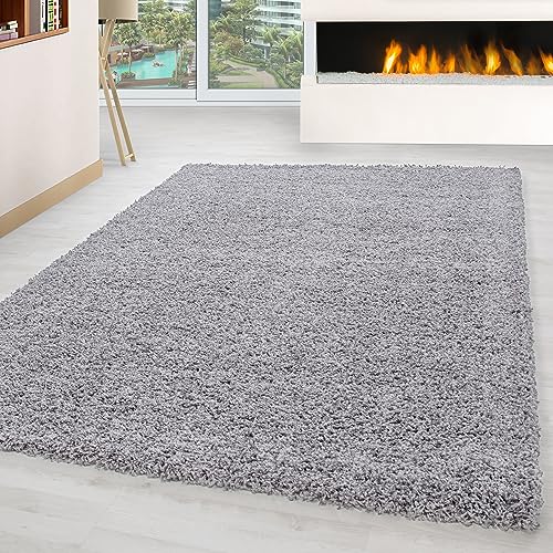 Carpettex Hochflor Teppich Wohnzimmer Shaggy Flokati Teppich Modern Einfarbig 240 x 340 cm Flur Teppich Läufer Hellgrau - Teppich Bettvorleger Schlafzimmer Weich Flauschig Waschbar Küchenläufer von Carpettex Teppich