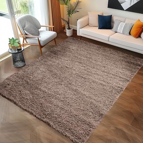 Carpettex Hochflor Teppich Wohnzimmer Shaggy Flokati Teppich Modern Einfarbig 300 x 400 cm Flur Teppich Läufer Taupe - Teppich Bettvorleger Schlafzimmer Weich Flauschig Waschbar Küchenläufer von Carpettex Teppich