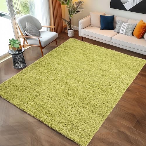 Carpettex Hochflor Teppich Läufer 60 x 110 cm Grün - Flauschiger Teppich Extra Weich und Pflegeleicht - Shaggy Teppich Modern Einfarbig Design - Teppich für Schlafzimmer, Esszimmer und Wohnzimmer von Carpettex Teppich