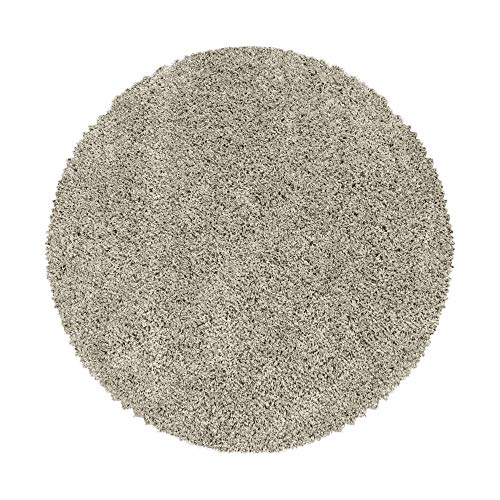 Carpettex Hochflor Teppich 80 cm Rund Natur - Flauschiger Extra Weich und Pflegeleicht - Shaggy Modern Einfarbig Design für Wohnzimmer, Schlafzimmer, Esszimmer und Küche von Carpettex Teppich