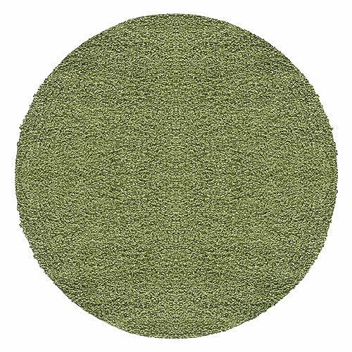 Carpettex Hochflor Teppich Wohnzimmer Shaggy Flokati Teppich Modern Einfarbig 80 cm Rund Flur Teppich Läufer Grün - Teppich Bettvorleger Schlafzimmer Weich Flauschig Waschbar Küchenläufer von Carpettex Teppich