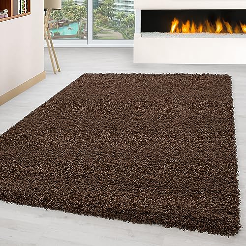 Carpettex Hochflor Teppich Wohnzimmer Shaggy Flokati Teppich Modern Einfarbig 80 x 150 cm Flur Teppich Läufer Braun - Teppich Bettvorleger Schlafzimmer Weich Flauschig Waschbar Küchenläufer von Carpettex Teppich