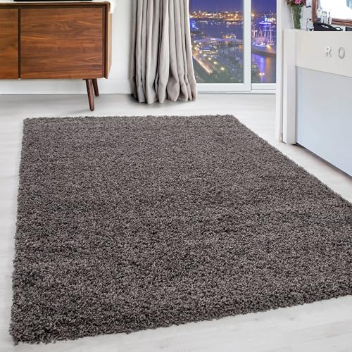 Carpettex Hochflor Teppich Wohnzimmer Shaggy Flokati Teppich Modern Einfarbig 80 x 150 cm Flur Teppich Läufer Taupe - Teppich Bettvorleger Schlafzimmer Weich Flauschig Waschbar Küchenläufer von Carpettex Teppich