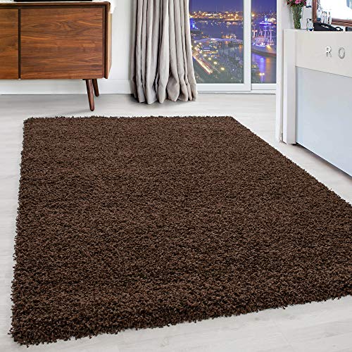 Carpettex Hochflor Teppich Wohnzimmer Shaggy Flokati Teppich Modern Einfarbig Kleiner 60 x 110 cm Flur Teppich Läufer Braun - Teppich Schlafzimmer Weich Flauschig Waschbar Küchenläufer von Carpettex Teppich