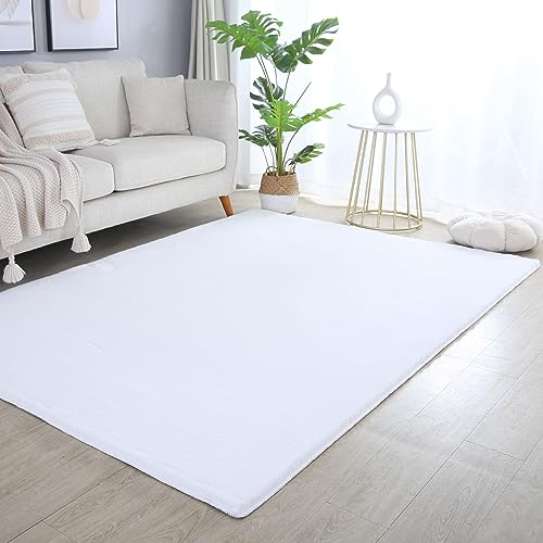 Carpettex Hochflor Teppich Wohnzimmer Shaggy Flokati Teppich Modern Einfarbig Kleiner 60 x 110 cm Flur Teppich Läufer Weiß - Teppich Schlafzimmer Weich Flauschig Waschbar Küchenläufer von Carpettex Teppich