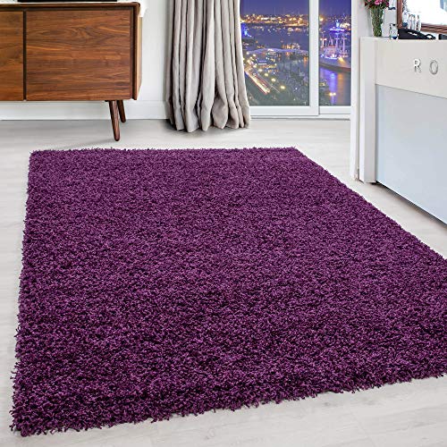 Carpettex Hochflor Teppich Wohnzimmer Shaggy Flokati Teppich Modern Einfarbig Kleiner 65 x 130 cm Flur Teppich Läufer Lila - Teppich Schlafzimmer Weich Flauschig Waschbar Küchenläufer von Carpettex Teppich