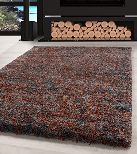 Carpettex Hochflor Teppich Wohnzimmer Shaggy Flokati Teppich Modern Meliert Design 80 x 150 cm Flur Teppich Läufer Terrakotta - Teppich Bettvorleger Schlafzimmer Weich Flauschig Waschbar Küchenläufer von Carpettex Teppich