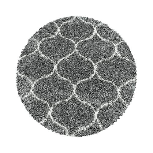 Carpettex Hochflor Teppich Wohnzimmer Shaggy Flokati Modern Skandinavisch Design 120 cm Rund Grau - Schlafzimmer Weich Flauschig Waschbar Küche Esszimmer - Langflor von Carpettex Teppich