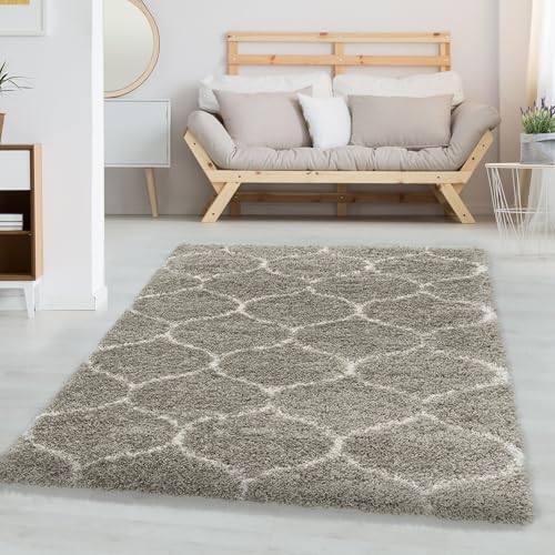 Carpettex Hochflor Teppich Wohnzimmer Shaggy Flokati Teppich Modern Skandinavisch Design 120 x 170 cm Beige - Teppich Schlafzimmer Weich Flauschig Waschbar Teppich Küche Esszimmer - Langflor Teppiche von Carpettex Teppich