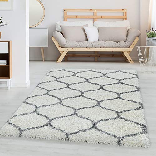 Carpettex Hochflor Teppich Wohnzimmer Shaggy Flokati Modern Skandinavisch Design 160 x 230 cm Creme - Schlafzimmer Weich Flauschig Waschbar Küche Esszimmer - Langflor von Carpettex Teppich