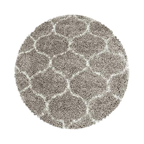 Carpettex Hochflor Teppich Wohnzimmer Shaggy Flokati Teppich Modern Skandinavisch Design 80 cm Rund Beige - Teppich Schlafzimmer Weich Flauschig Waschbar Teppich Küche Esszimmer - Langflor Teppiche von Carpettex Teppich