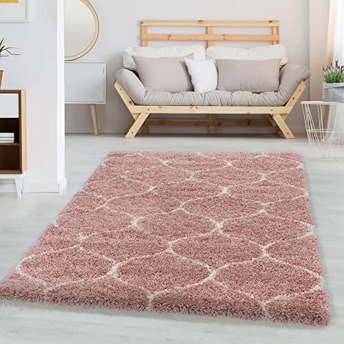 Carpettex Hochflor Teppich Wohnzimmer Shaggy Flokati Teppich Modern Skandinavisch Design 80 x 250 cm Flur Teppich Läufer Rosa - Teppich Bettvorleger Schlafzimmer Weich Flauschig Waschbar Küchenläufer von Carpettex Teppich