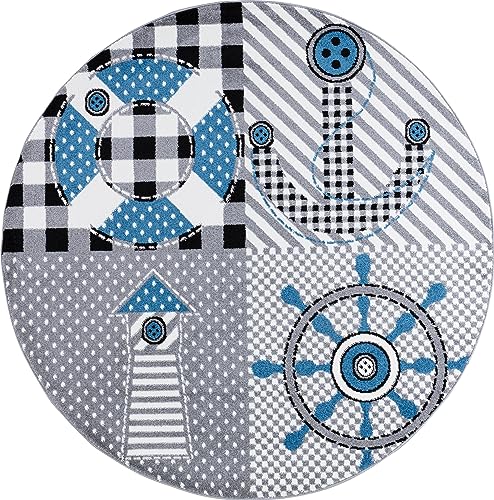 Carpettex Kinderteppich Piraten Design Grau 160 cm Rund - Kurzflor Teppich Kinderzimmer für Mädchen und Jungen Pflegeleicht Weich - Waschbarer Spielteppich Babyteppich Gaming Teppich Babyzimmer Carpettex Kinderteppich Piraten Design Grau 160 cm Rund - Kurzflor Teppich Kinderzimmer für Mädchen und Jungen Pflegeleicht Weich - Waschbarer Spielteppich Babyteppich Gaming Teppich Babyzimmer von Carpettex Teppich