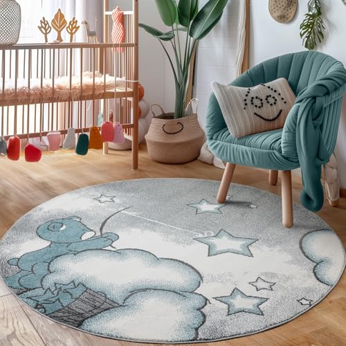 Carpettex Kinderteppich süße Bär Design Blau 160 cm Rund - Kurzflor Teppich Kinderzimmer für Mädchen und Jungen Pflegeleicht Weich - Waschbarer Spielteppich Babyteppich Gaming Teppich Babyzimmer Carpettex Kinderteppich süße Bär Design Blau 160 cm Rund - Kurzflor Teppich Kinderzimmer für Mädchen und Jungen Pflegeleicht Weich - Waschbarer Spielteppich Babyteppich Gaming Teppich Babyzimmer von Carpettex Teppich