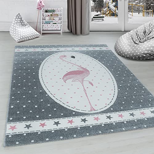 Carpettex Kinderteppich süße Flamingo Design Pink 80 x 150 cm Läufer - Kurzflor Teppich Kinderzimmer für Mädchen und Jungen Pflegeleicht - Waschbarer Spielteppich Babyteppich Gaming Teppich Babyzimmer von Carpettex Teppich