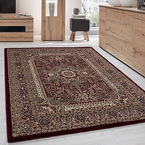 Carpettex Kurzflor Teppich Orientalisch Wohnzimmerteppich 200x300 Klassisch Optik Rot 200 x 290 cm - Orientteppich Vintage Teppich Schlafzimmer Weich Orientalischer Teppich Waschbar Küchenteppich von Carpettex Teppich