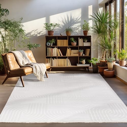 Carpettex Kurzflor Teppich Wohnzimmer Creme Skandinavisch Stil Großer 3D Effekt 240 x 340 cm - Waschbar Schlafzimmer Küchenteppich Boho Muster Weich und Flauschig Carpettex Kurzflor Teppich Wohnzimmer Creme Skandinavisch Stil Großer 3D Effekt 240 x 340 cm - Waschbar Schlafzimmer Küchenteppich Boho Muster Weich und Flauschig von Carpettex Teppich