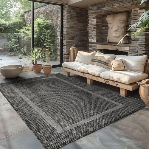 Carpettex Outdoor Teppich Wetterfest 140 x 200 cm Sisal Optik Schwarz - Ideal für Balkon, Garten, Terrasse und als Küchenteppich - Draußen Teppich Waschbar, Flachgewebe, Wasserfest, Pflegeleicht Carpettex Outdoor Teppich Wetterfest 140 x 200 cm Sisal Optik Schwarz - Ideal für Balkon, Garten, Terrasse und als Küchenteppich - Draußen Teppich Waschbar, Flachgewebe, Wasserfest, Pflegeleicht von Carpettex Teppich