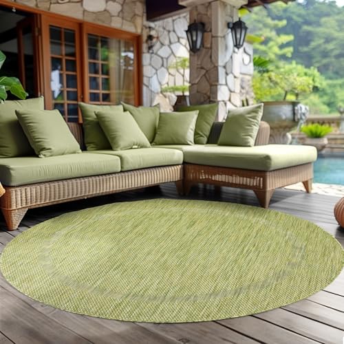 Carpettex Outdoor Teppich Wetterfest 160 cm Rund Sisal Optik Grün - Ideal für Balkon, Garten, Terrasse und als Küchenteppich - Draußen Teppich Waschbar, Flachgewebe, Wasserfest, Pflegeleicht Carpettex Outdoor Teppich Wetterfest 160 cm Rund Sisal Optik Grün - Ideal für Balkon, Garten, Terrasse und als Küchenteppich - Draußen Teppich Waschbar, Flachgewebe, Wasserfest, Pflegeleicht von Carpettex Teppich