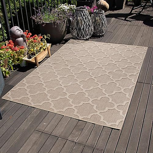 Carpettex Outdoor Teppich Wetterfest 160x230 cm Sisaloptik Beige - Ideal für Balkon, Garten, Terrasse, Camping und als Küchenteppich - Waschbarer Teppich, Skandinavisches Design, Flachgewebe von Carpettex Teppich