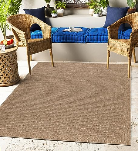 Carpettex Outdoor Teppich Wetterfest 200x300 (200x290 cm) Sisal & Jute Optik Beige - Ideal für Balkon, Garten, Terrasse, als Küchenteppich - Teppich Waschbar, Wasserfest, Pflegeleicht, Vintage Design von Carpettex Teppich