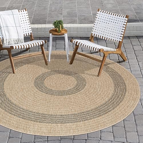 Carpettex Outdoor Teppich Wetterfest 80 cm Rund Sisal & Jute Optik Natur - Ideal für Balkon, Garten, Terrasse und als Küchenteppich - Kleiner Teppich Waschbar, Wasserfest, Pflegeleicht, Vintage Design Carpettex Outdoor Teppich Wetterfest 80 cm Rund Sisal & Jute Optik Natur - Ideal für Balkon, Garten, Terrasse und als Küchenteppich - Kleiner Teppich Waschbar, Wasserfest, Pflegeleicht, Vintage Design von Carpettex Teppich