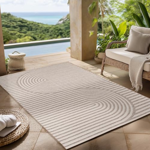 Carpettex Outdoor Teppich wetterfest Beige 140x200 cm, UV-beständig, ideal für Küche, Balkon, Terrasse, Garten auch Wohnzimmer und Esszimmer, Skandinavisches Boho-Design, Pflegeleicht Carpettex Outdoor Teppich wetterfest Beige 140x200 cm, UV-beständig, ideal für Küche, Balkon, Terrasse, Garten auch Wohnzimmer und Esszimmer, Skandinavisches Boho-Design, Pflegeleicht von Carpettex Teppich