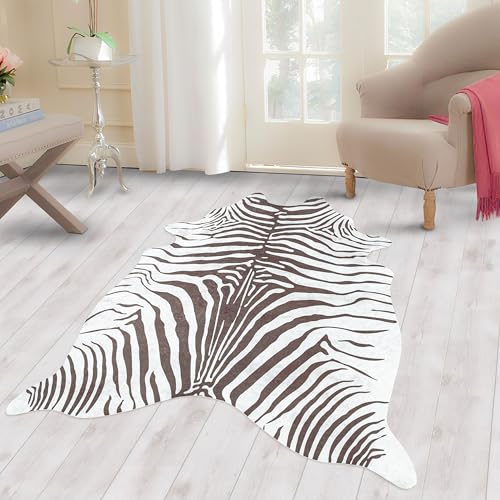 Carpettex Teppich Fellteppich Kuhfell Tigerfell imitat Digitaldruck Waschbar rutschfest, Farbe: Braun, Größe: 100 x 135 cm von Carpettex Teppich