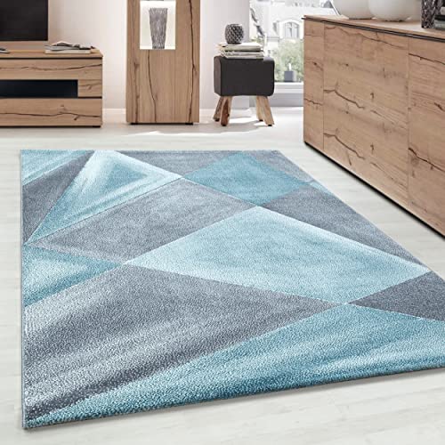 Carpettex Teppich Modern Geometrischer Design Teppich 200x290 cm Blau - Weicher Teppich Schlafzimmer Esszimmer Küchenteppich von Carpettex Teppich