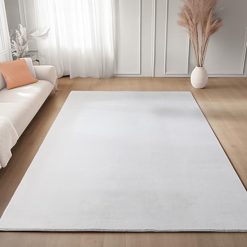 Carpettex Teppich Weiss 240x340 cm Kurzflor Teppich Waschbar, weich & rutschfest, modern einfarbiges Design für Wohnzimmer, Küche Schlafzimmer, & Kinderzimmer Carpettex Teppich Weiss 240x340 cm Kurzflor Teppich Waschbar, weich & rutschfest, modern einfarbiges Design für Wohnzimmer, Küche Schlafzimmer, & Kinderzimmer von Carpettex Teppich