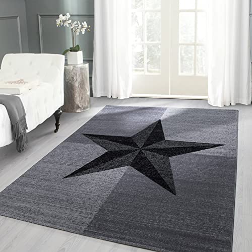 Carpettex Teppich Wohnzimmer Kurzflor 160 x 230 cm Grau Modern Sterne-Design -Teppich Schlafzimmer Flauschig Extra Weich Waschbar Küchenteppich Teppich Esszimmer Kinderzimmer Wohnzimmerteppich von Carpettex Teppich