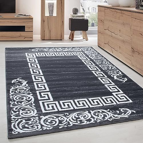 Carpettex Teppich Wohnzimmer Kurzflor 160 x 230 cm Modern Mäander-Design Grau - Teppich Schlafzimmer Weich Flauschig Waschbar Küchenteppich - Esszimmer Kinderzimmer Flur Teppich Wohnzimmerteppich von Carpettex Teppich