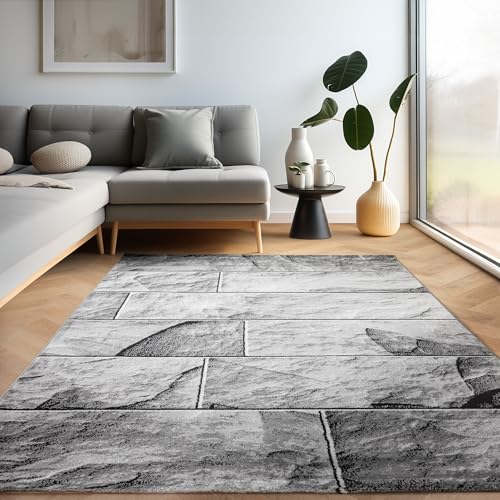 Carpettex Teppich Wohnzimmer Kurzflor 280 x 370 cm Modern Steindesign Schwarz - Teppich Schlafzimmer Weich Flauschig Waschbar Küchenteppich - Esszimmer Kinderzimmer Flur Teppich Wohnzimmerteppich Carpettex Teppich Wohnzimmer Kurzflor 280 x 370 cm Modern Steindesign Schwarz - Teppich Schlafzimmer Weich Flauschig Waschbar Küchenteppich - Esszimmer Kinderzimmer Flur Teppich Wohnzimmerteppich von Carpettex Teppich