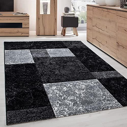 Carpettex Teppich Wohnzimmer Kurzflor 80 x 150 cm Läufer Flur Teppich Modern Kariert Design Schwarz - Teppich Bettvorleger Schlafzimmer Weich Flauschig Waschbar Küchenläufer - Esszimmer Teppiche Carpettex Teppich Wohnzimmer Kurzflor 80 x 150 cm Läufer Flur Teppich Modern Kariert Design Schwarz - Teppich Bettvorleger Schlafzimmer Weich Flauschig Waschbar Küchenläufer - Esszimmer Teppiche von Carpettex Teppich