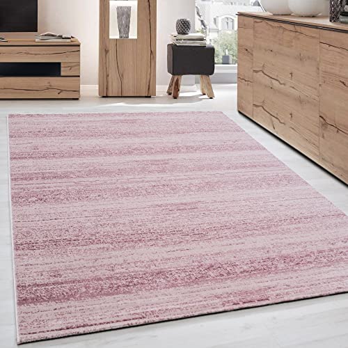 Modern Kurzflor Teppich Wohnzimmer Einfarbig Weicher Flor Pflegeleicht, Farbe: Pink, Größe: 80 x 150 cm von Carpettex Teppich