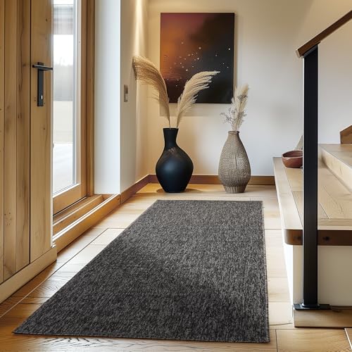 Carpettex Teppich Wohnzimmer Kurzflor Teppich Modern Design 80 x 150 cm Küchenläufer Flur Teppich Anthrazit - Küchenteppich Teppich Waschbar Extra Weich Flauschig - Bettvorleger Schlafzimmer Teppich von Carpettex Teppich