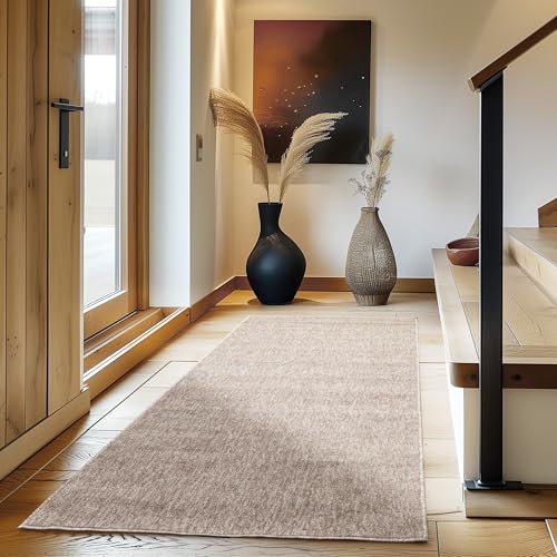 Carpettex Teppich Wohnzimmer Kurzflor Teppich Modern Design 80 x 150 cm Küchenläufer Flur Teppich Beige - Küchenteppich Teppich Waschbar Extra Weich Flauschig - Bettvorleger Schlafzimmer Teppich von Carpettex Teppich